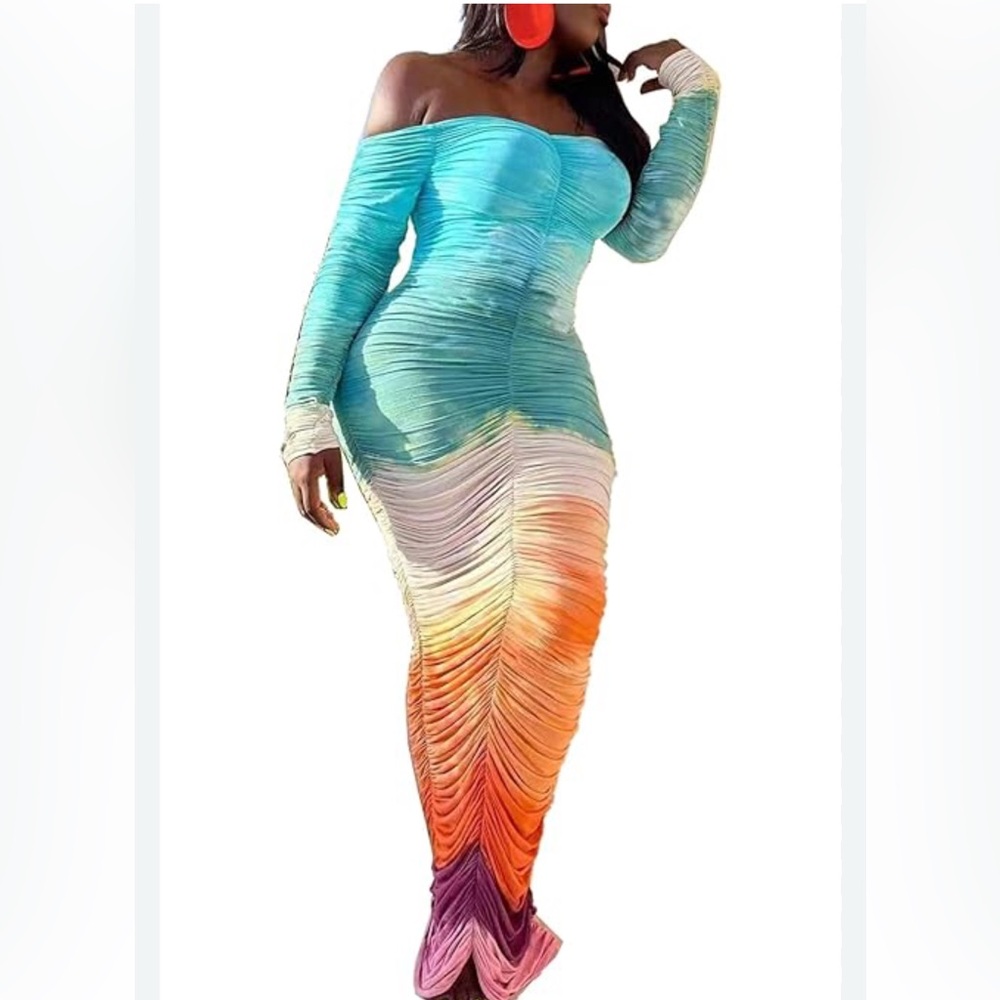 Multicolor Gradient Ombré Bodycon Dress Size Large